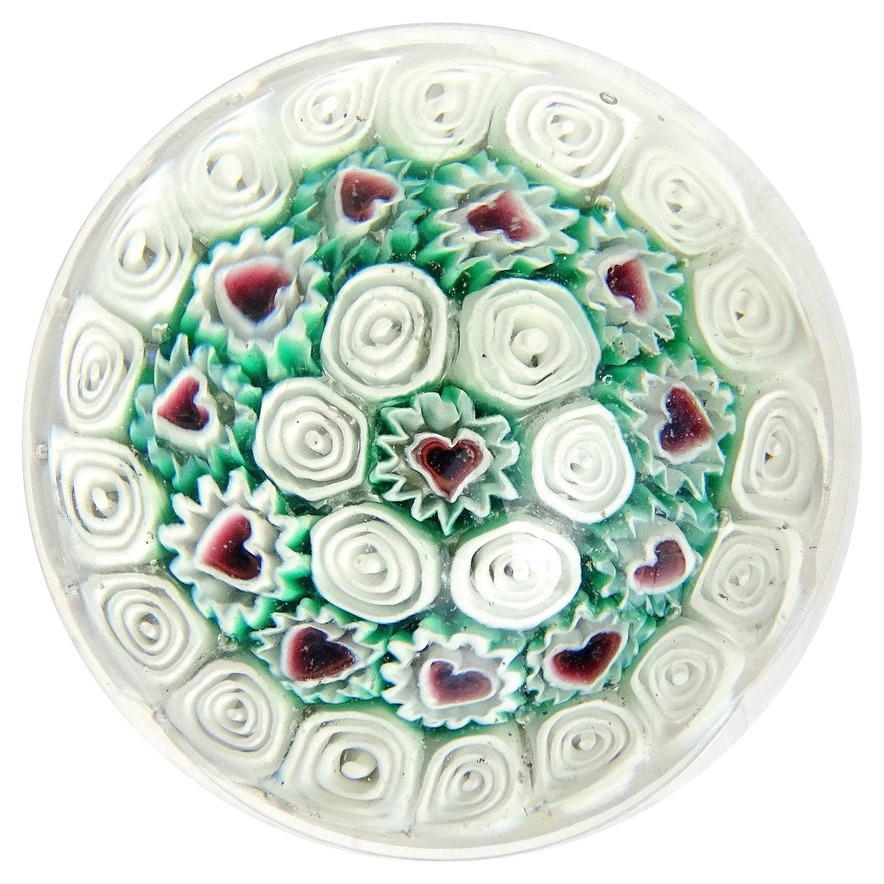 Fratelli Toso Murano Millefiori Heart Mosaic Italian Art Glass Paperweight