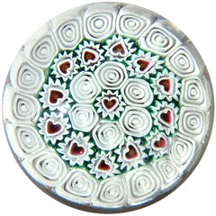 Fratelli Toso Murano Millefiori Heart Mosaic Italian Art Glass Paperweight