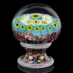 Fratelli Toso Murano Mosaic Millefiori Flower Italian Art Glass Paperweight