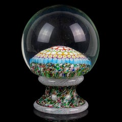 Fratelli Toso Murano Mosaic Millefiori Flower Italian Art Glass Paperweight