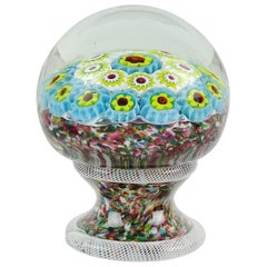 Fratelli Toso Murano Mosaic Millefiori Flower Italian Art Glass Paperweight