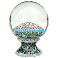 Fratelli Toso Murano Mosaic Millefiori Flower Italian Art Glass Paperweight