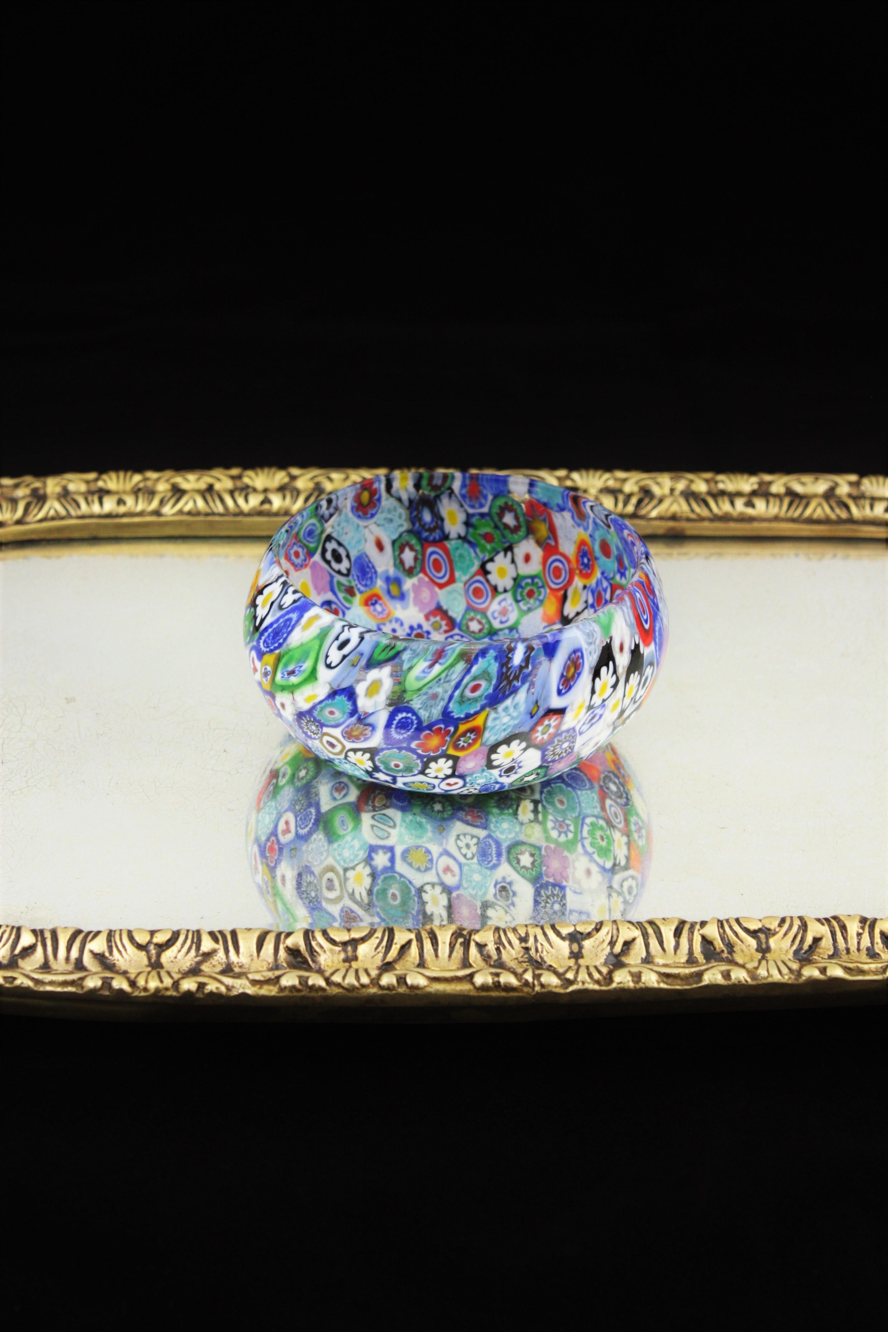 Murano Fratelli Toso Murrine Multi Color Italian Art Glass Bowl, 1950s For Sale 7