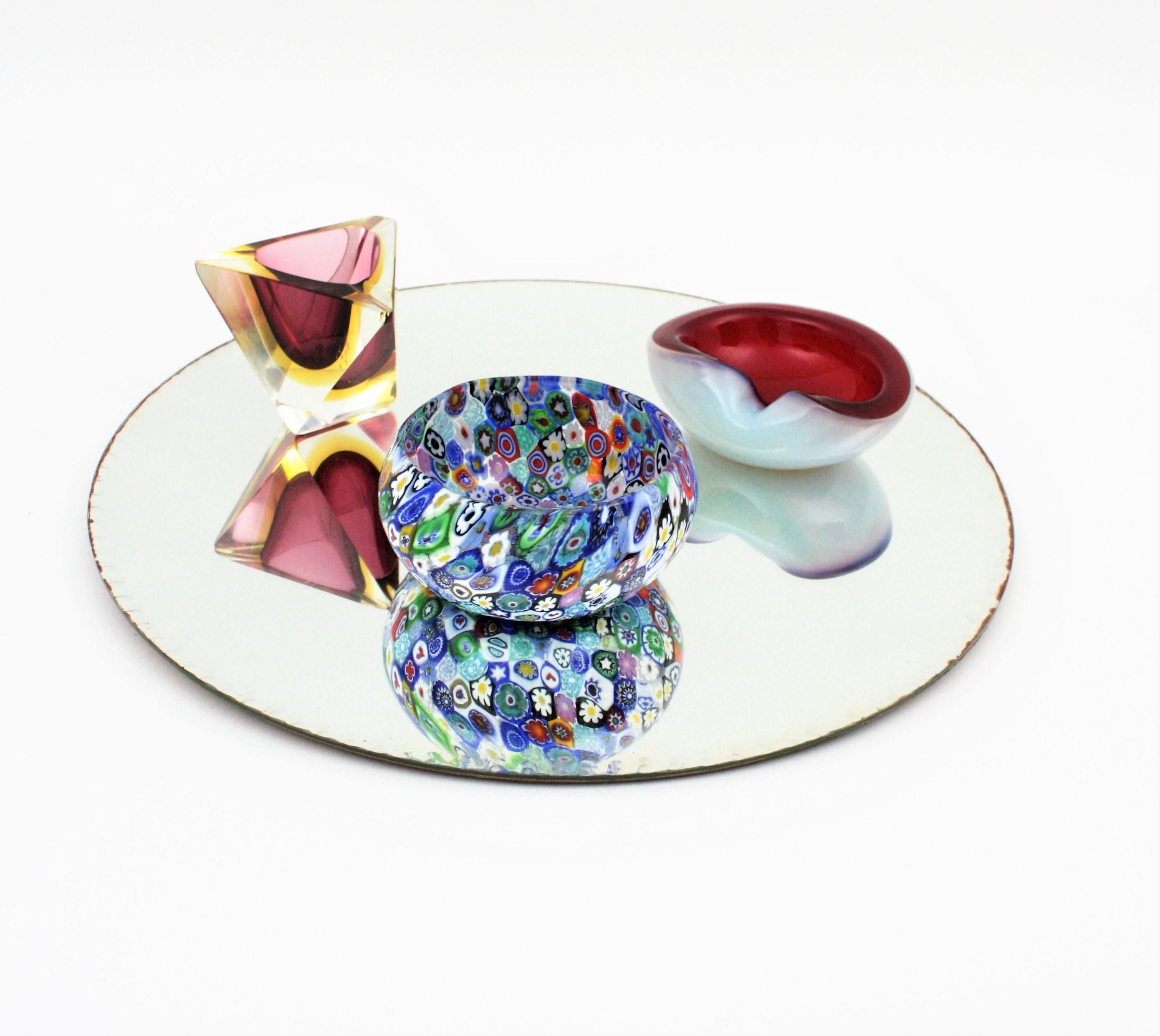 Murano Fratelli Toso Murrine Multi Color Italian Art Glass Bowl, 1950s For Sale 1