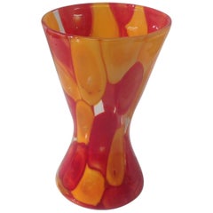 Fratelli Toso Murano Nerox Murrine Vase in Rare Orange