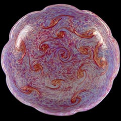 Fratelli Toso Murano Opal Pink Aventurine Swirl Italian Art Glass Center Bowl