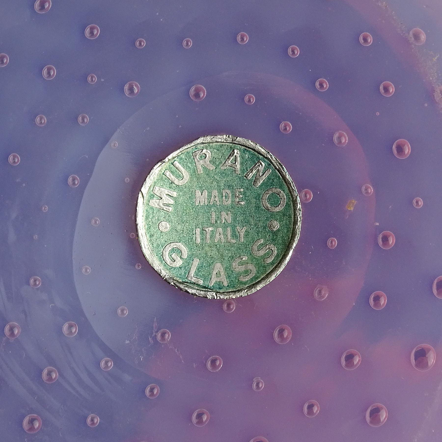 Fratelli Toso Murano Opal Pink Bubbles Italian Art Glass Scroll Top Flower Vase For Sale 7