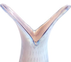 Fratelli Toso Murano Opalescent Lavender Bubbles Italian Art Glass Flower Vase