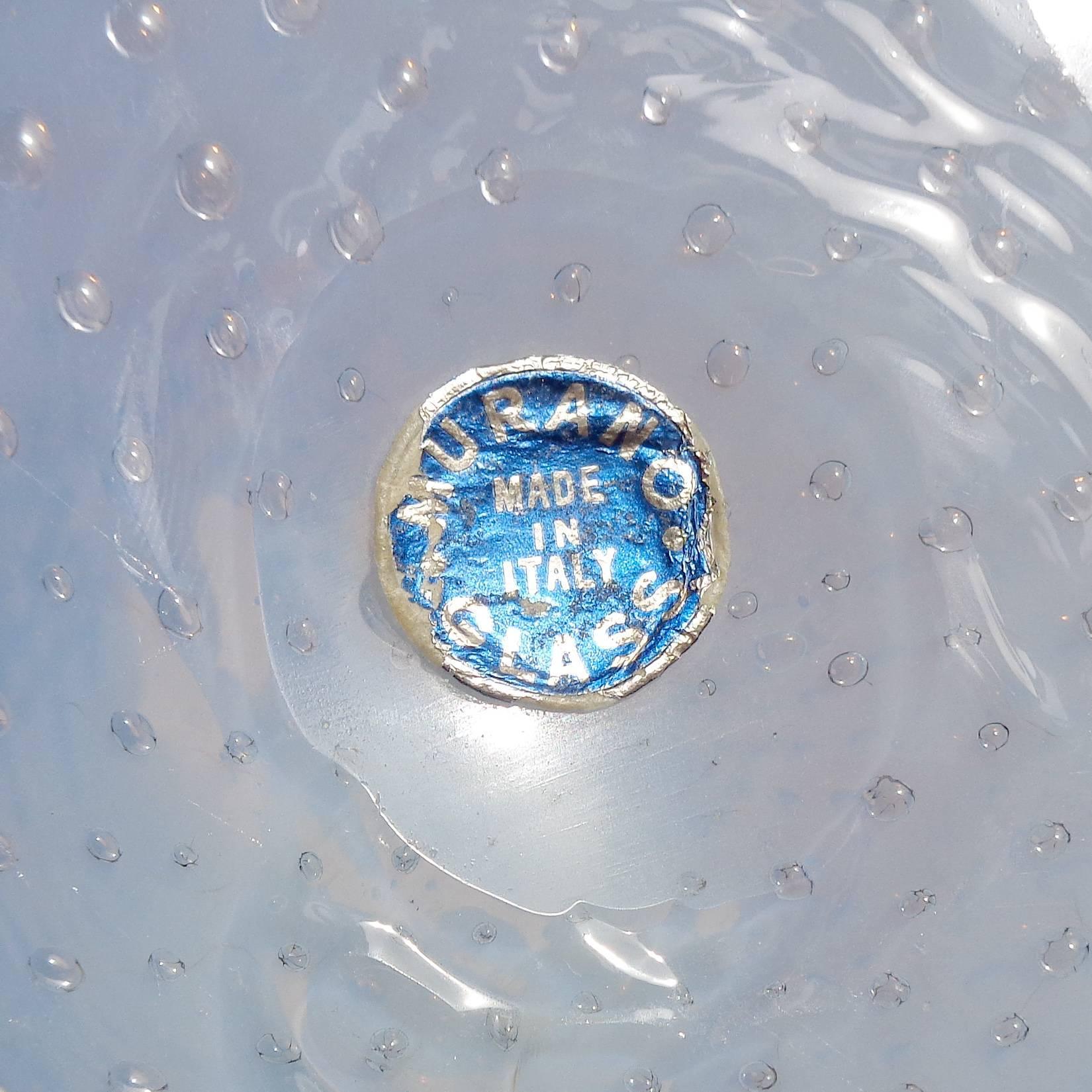 Florero de cristal artístico italiano Fratelli Toso Murano Opalescente Burbujas de Lavanda Italiano en venta