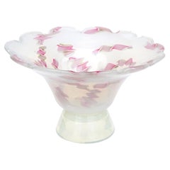 Fratelli Toso Murano Opalescent Pink Aventurine Ribbons Italian Art Glass Bowl Fratelli Toso Murano Opalescent Pink Aventurine Ribbons Italian Art Glass Bowl