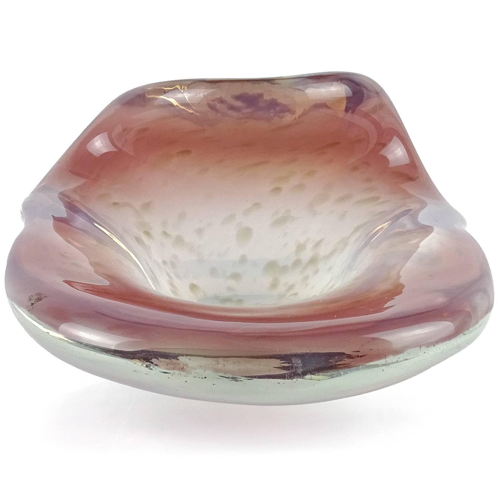 Mid-Century Modern Fratelli Toso Murano Opalescent Purple Aventurine Flecks Italian Art Glass Bowl