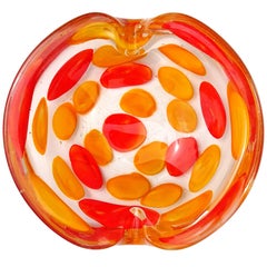 Fratelli Toso Murano Orange Rote Flecken A Pentoni Italienische Kunst Glas Schale Aschenbecher