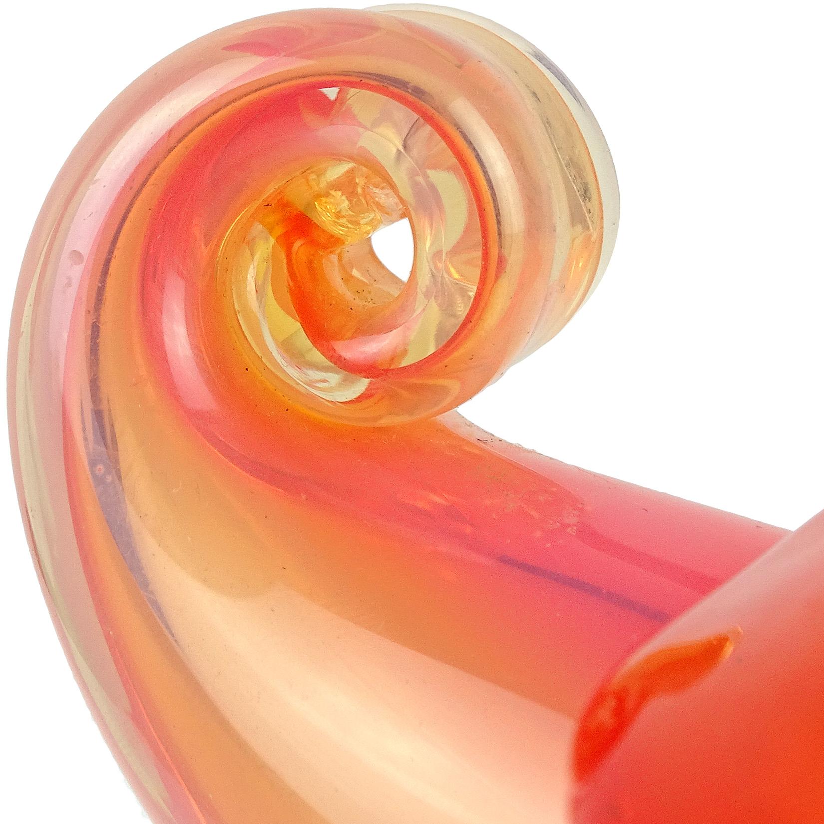 Fratelli Toso Murano Orange Weiß Opalescent Italienische Kunst Glas Muschel Schale (Moderne der Mitte des Jahrhunderts) im Angebot