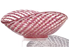 Fratelli Toso Murano Rosa Aventurin Bänder italienische Kunst Glas Tafelaufsatz Schale