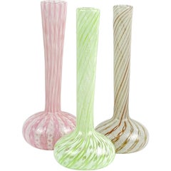 Venetian Murano Blue Pink White Italian Art Glass Flat Sides