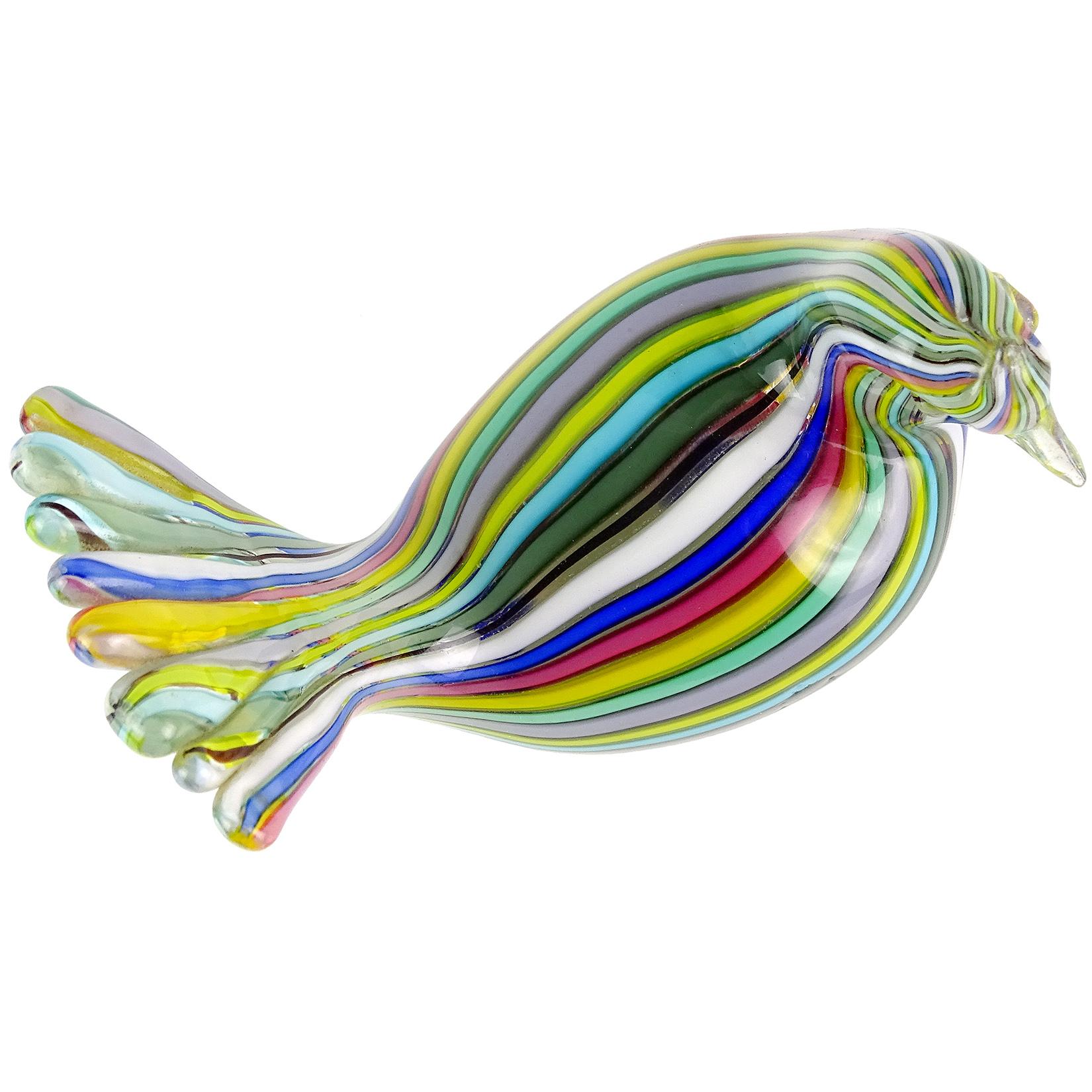 Fratelli Toso Murano Rainbow Filigrana Ribbons Italian Art Glass 
