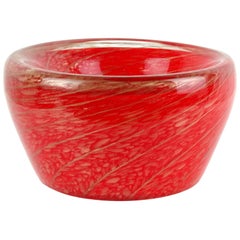 Fratelli Toso Murano Red Copper Aventurine Swirl Italian Art Glass Inverted Bowl