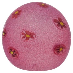 Fratelli Toso Murano Red Daisy Flower Satin Glass Italian Art Glass Paperweight