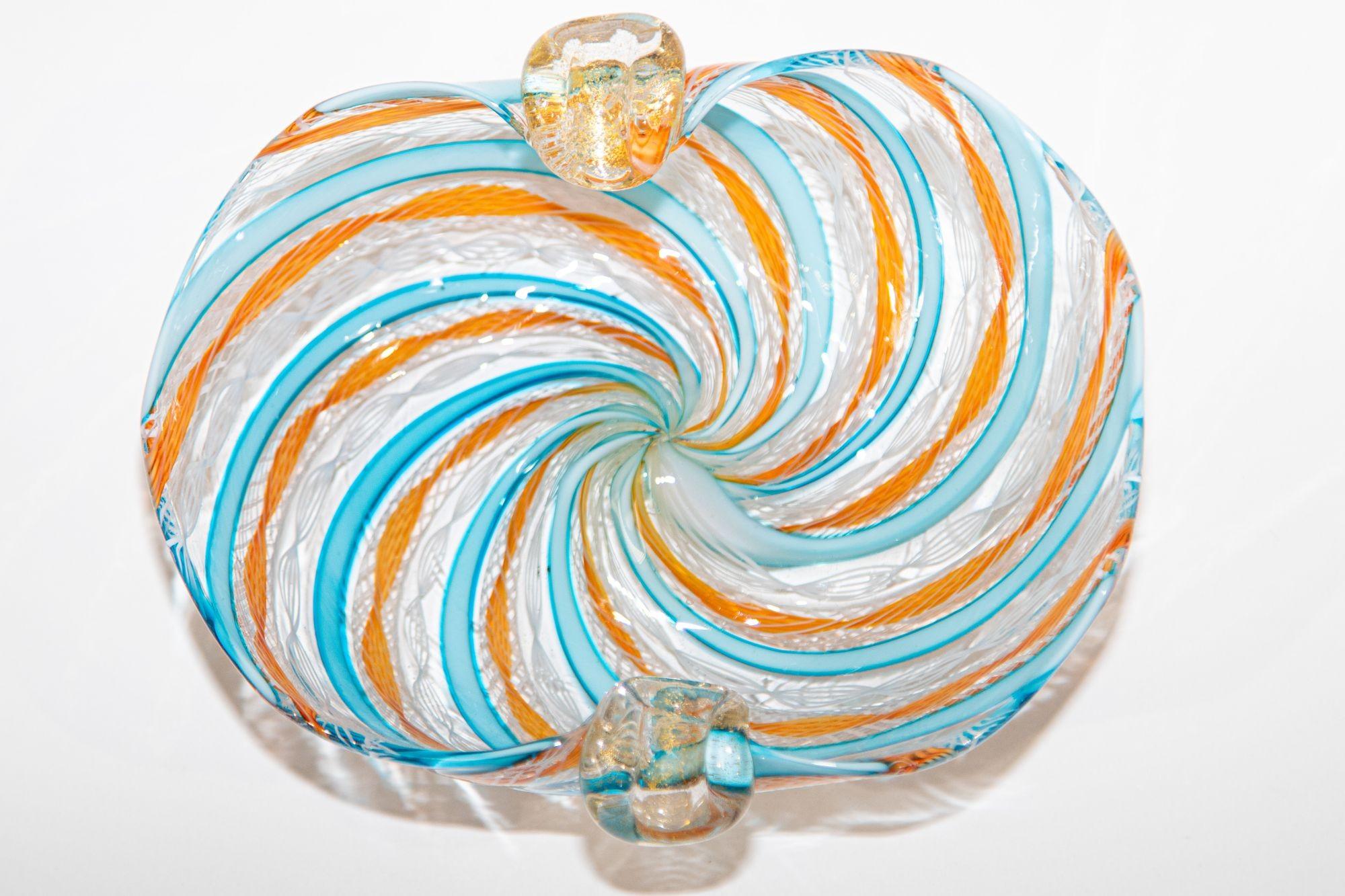 Fratelli Toso Murano Ribbon Vintage Italian Art Glass Ashtray, 1960 4
