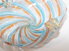 Cendrier en verre d'art italien vintage à ruban de Murano de Fratelli Toso, 1960