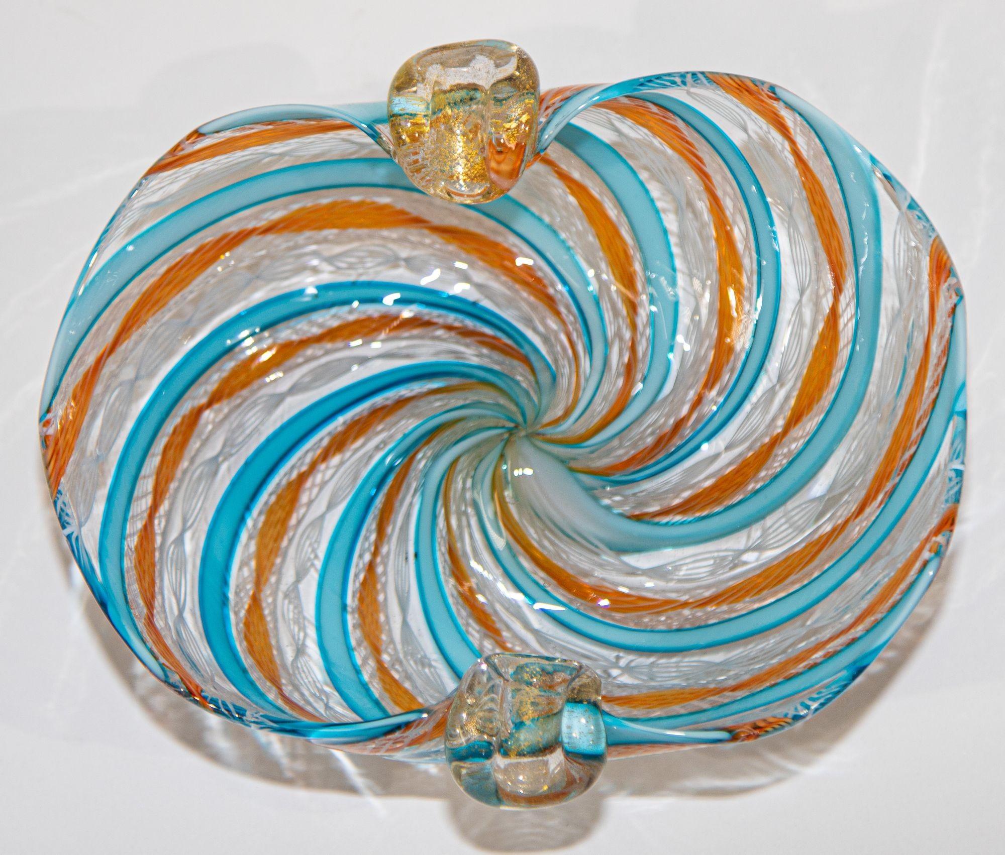 Fratelli Toso Murano Ribbon Vintage Italian Art Glass Ashtray, 1960 2