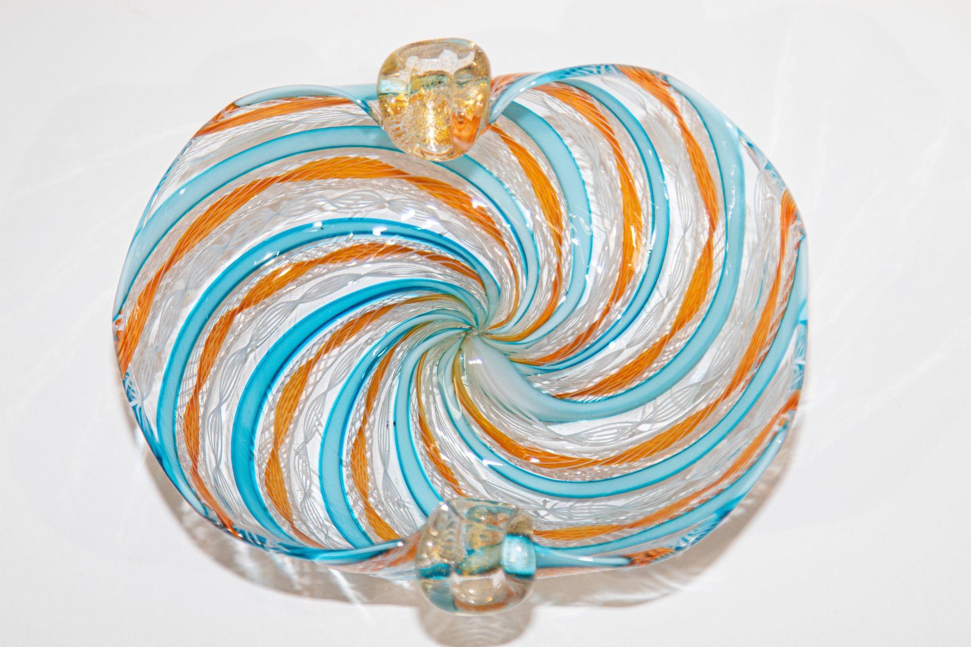 Fratelli Toso Murano Ribbon Vintage Italian Art Glass Ashtray, 1960 3