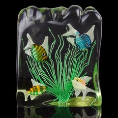 Fratelli Toso Murano Silver Flecks Fish Italian Art Glass Aquarium Sculpture