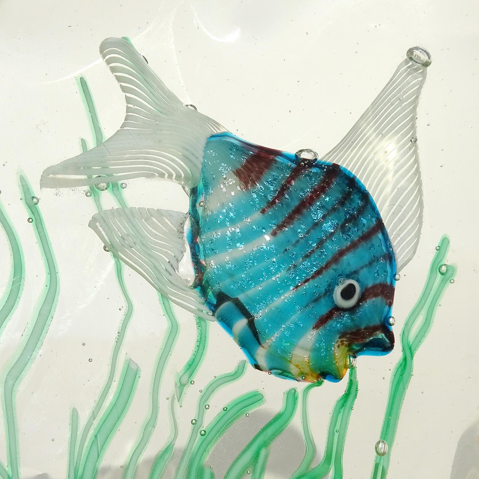 Hand-Crafted Fratelli Toso Murano Silver Flecks Fish Italian Art Glass Aquarium Sculpture