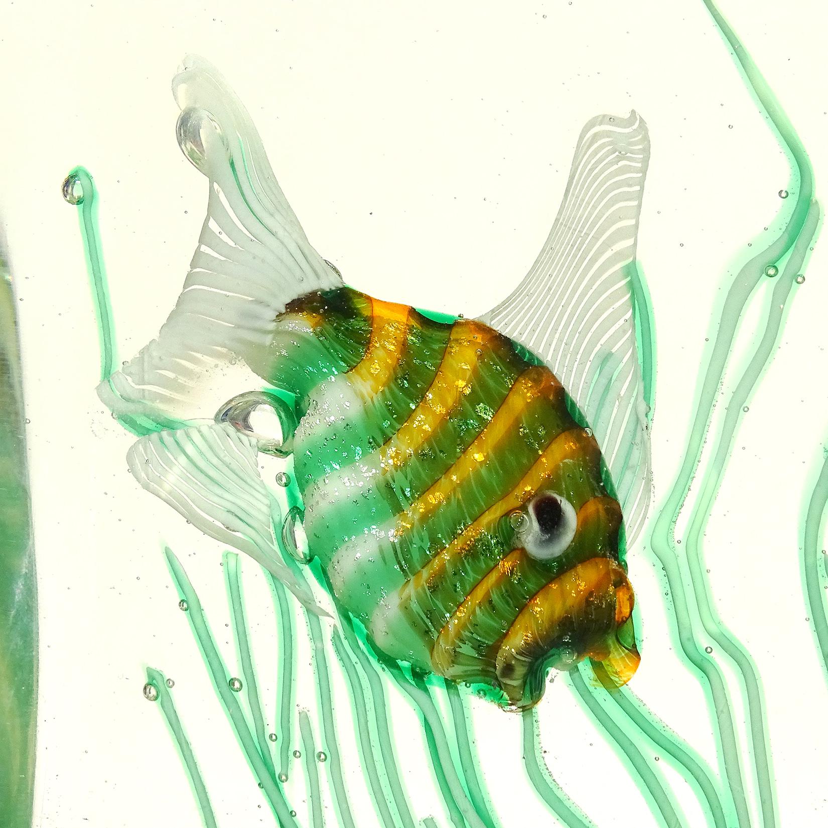 Fratelli Toso Murano Silver Flecks Fish Italian Art Glass Aquarium Sculpture 3