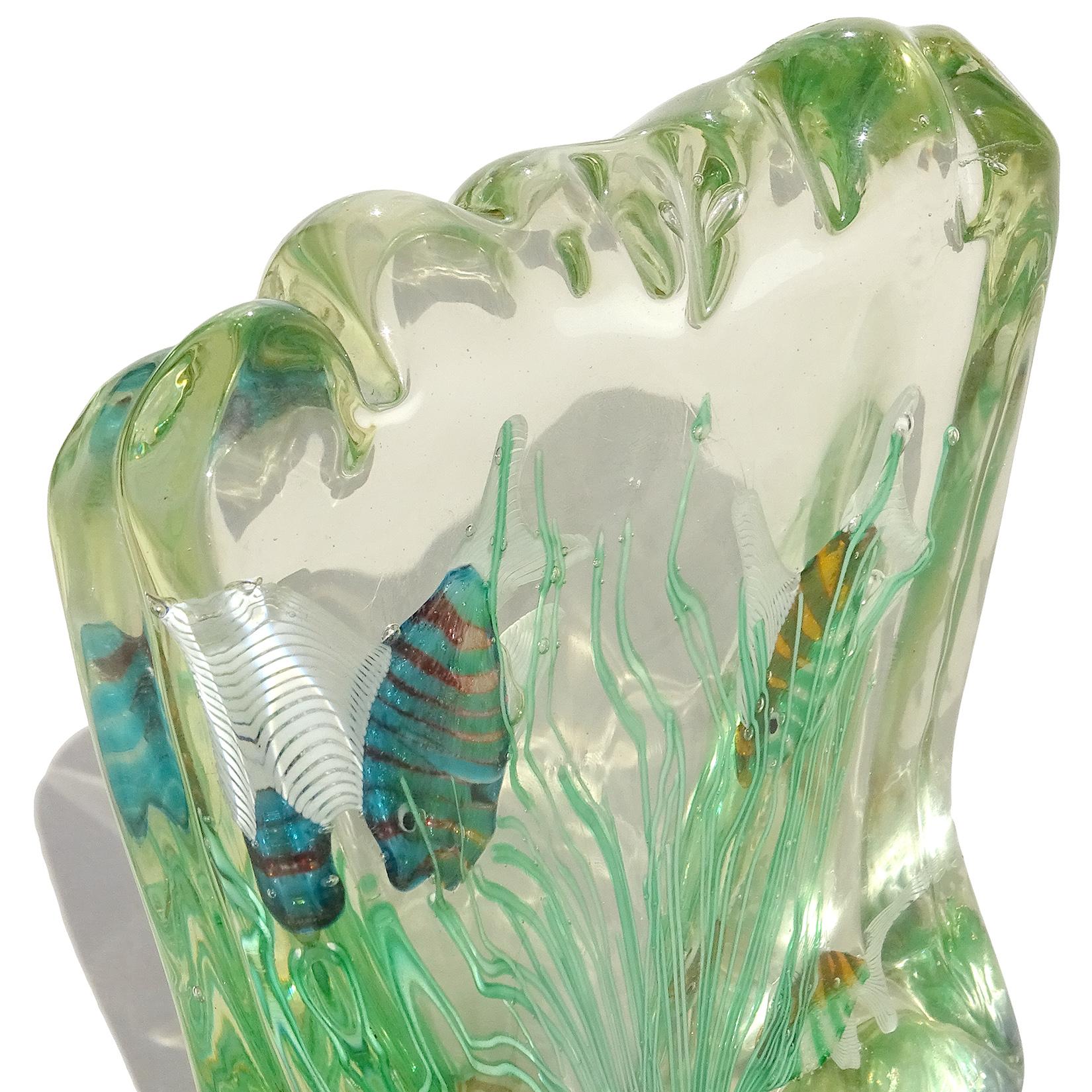 Fratelli Toso Murano Silver Flecks Fish Italian Art Glass Aquarium Sculpture 4