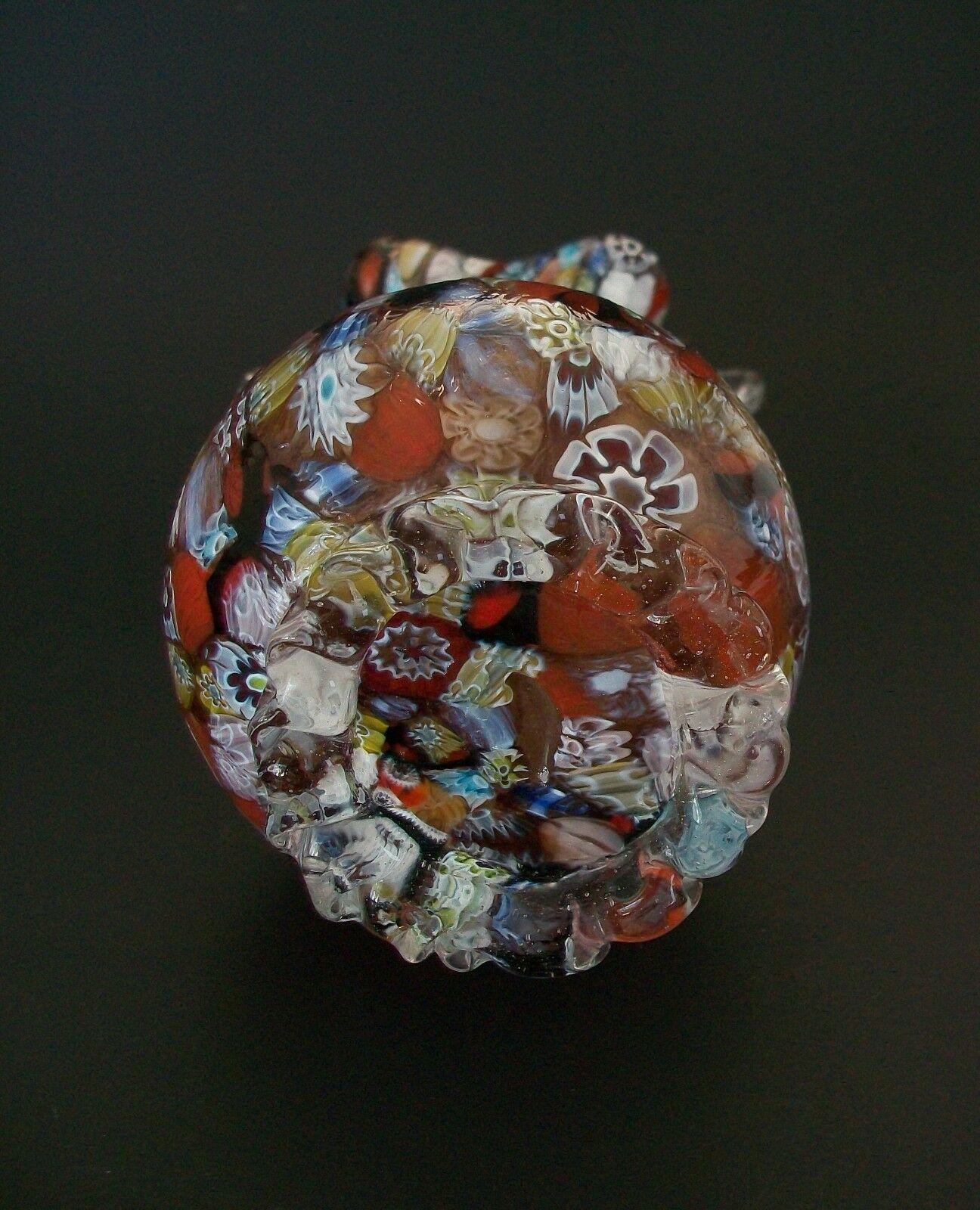 Hand-Crafted FRATELLI TOSO - Murano Twin Handled Millefiori Glass Vase - Italy - Circa 1950's For Sale