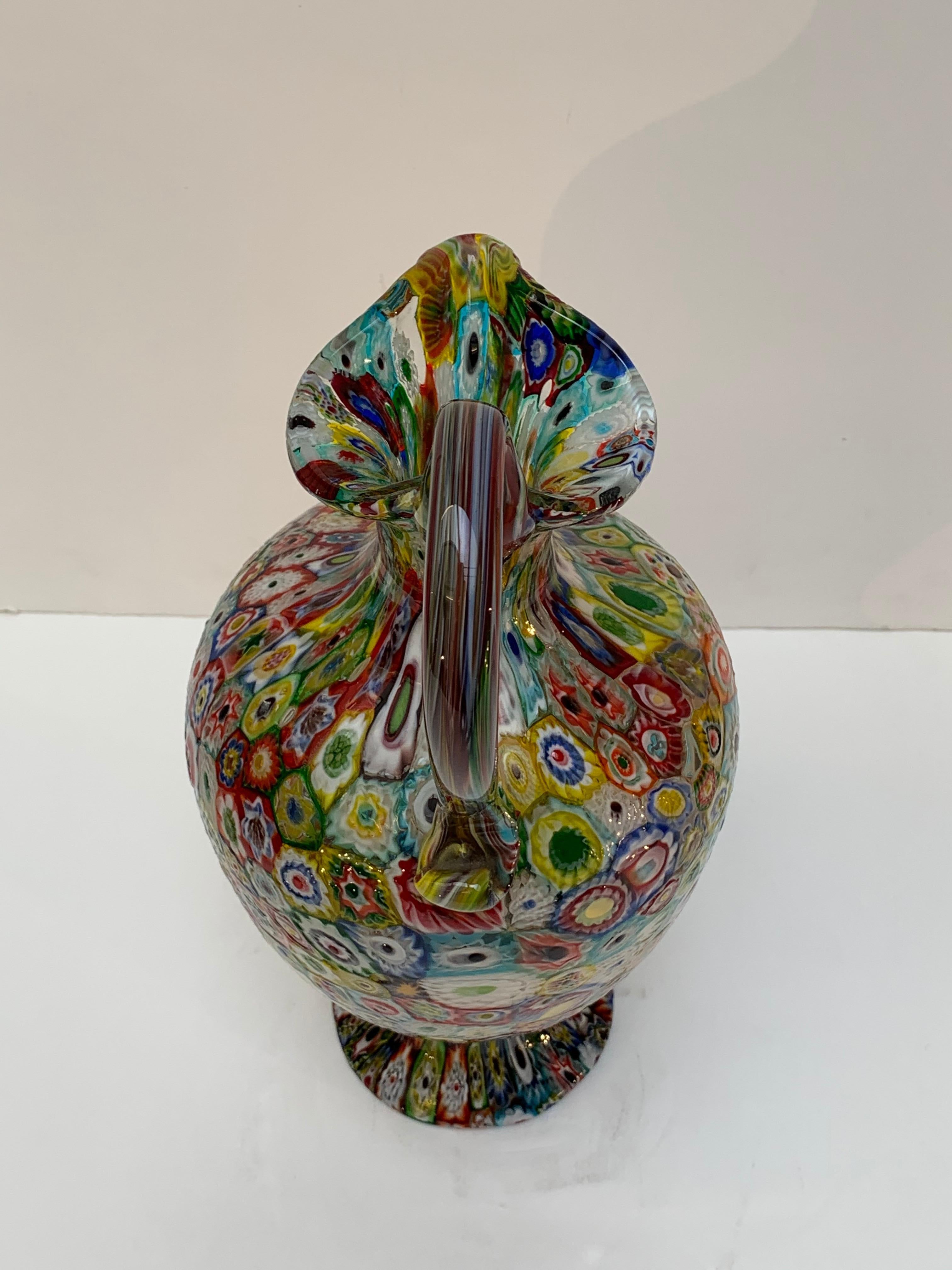 Fratelli Toso Murano Venedig Italien Jugendstil geblasenes Glas Millefiori Vase 4