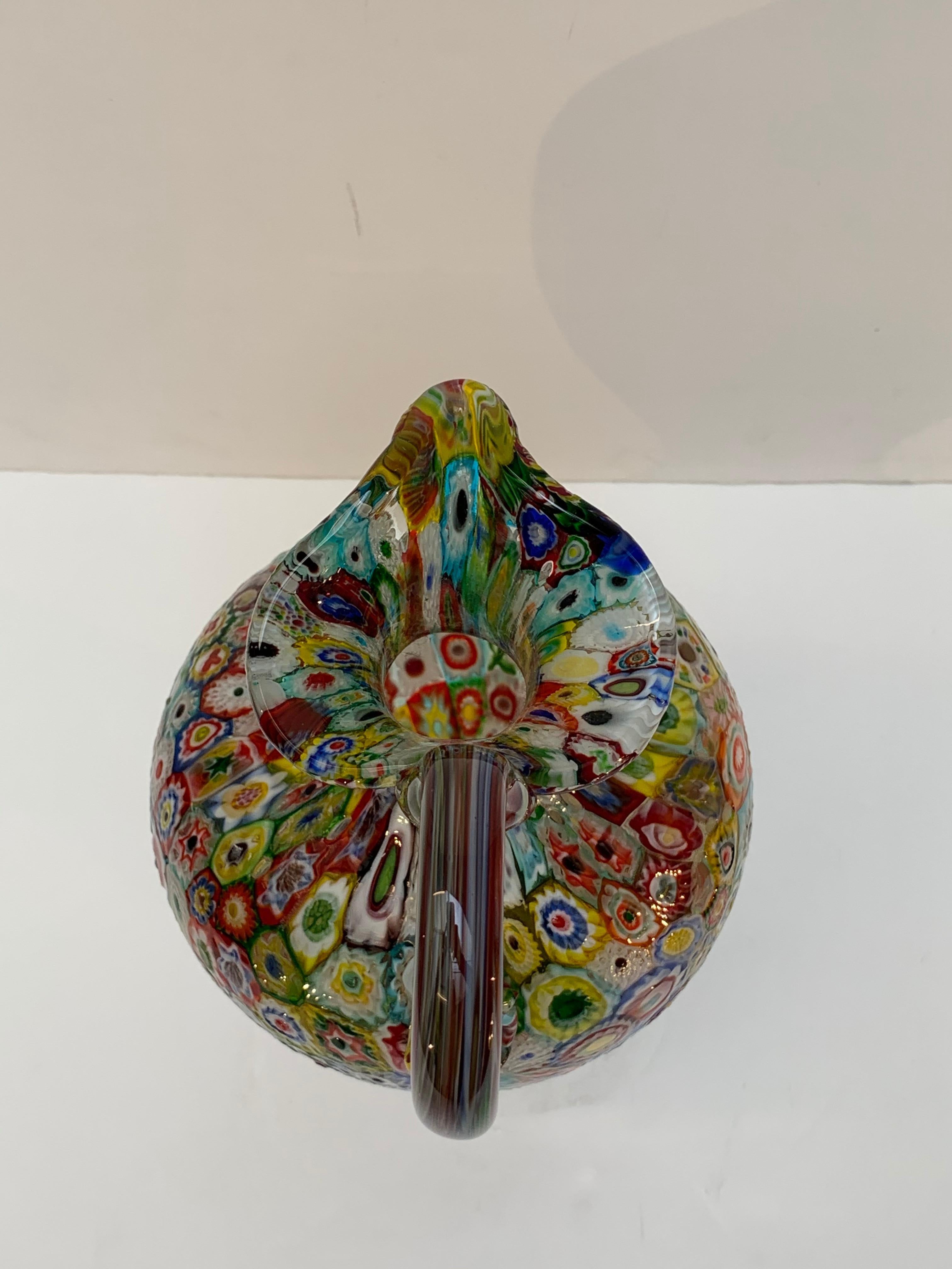 Fratelli Toso Murano Venezia Italia Vaso in vetro soffiato Millefiori Art Nouveau 8