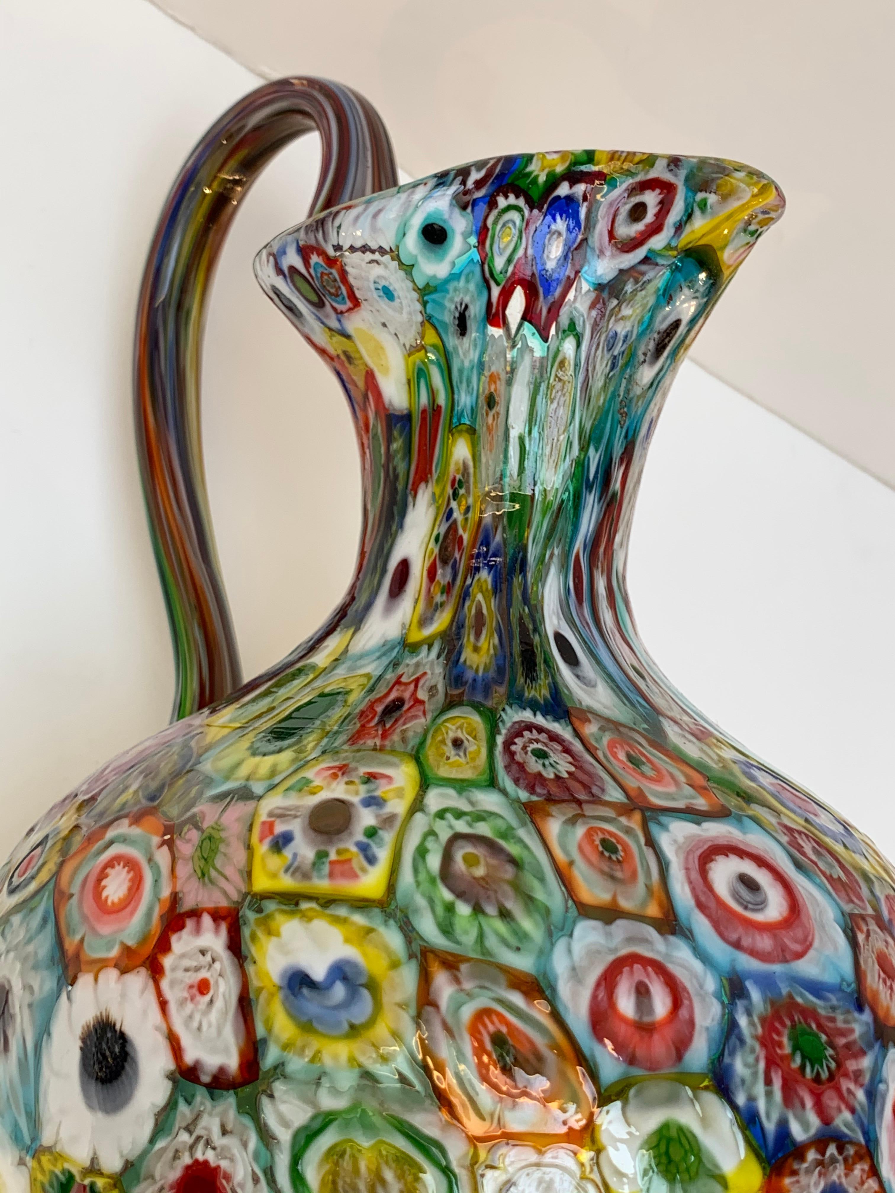 Fratelli Toso Murano Venezia Italia Vaso in vetro soffiato Millefiori Art Nouveau 9