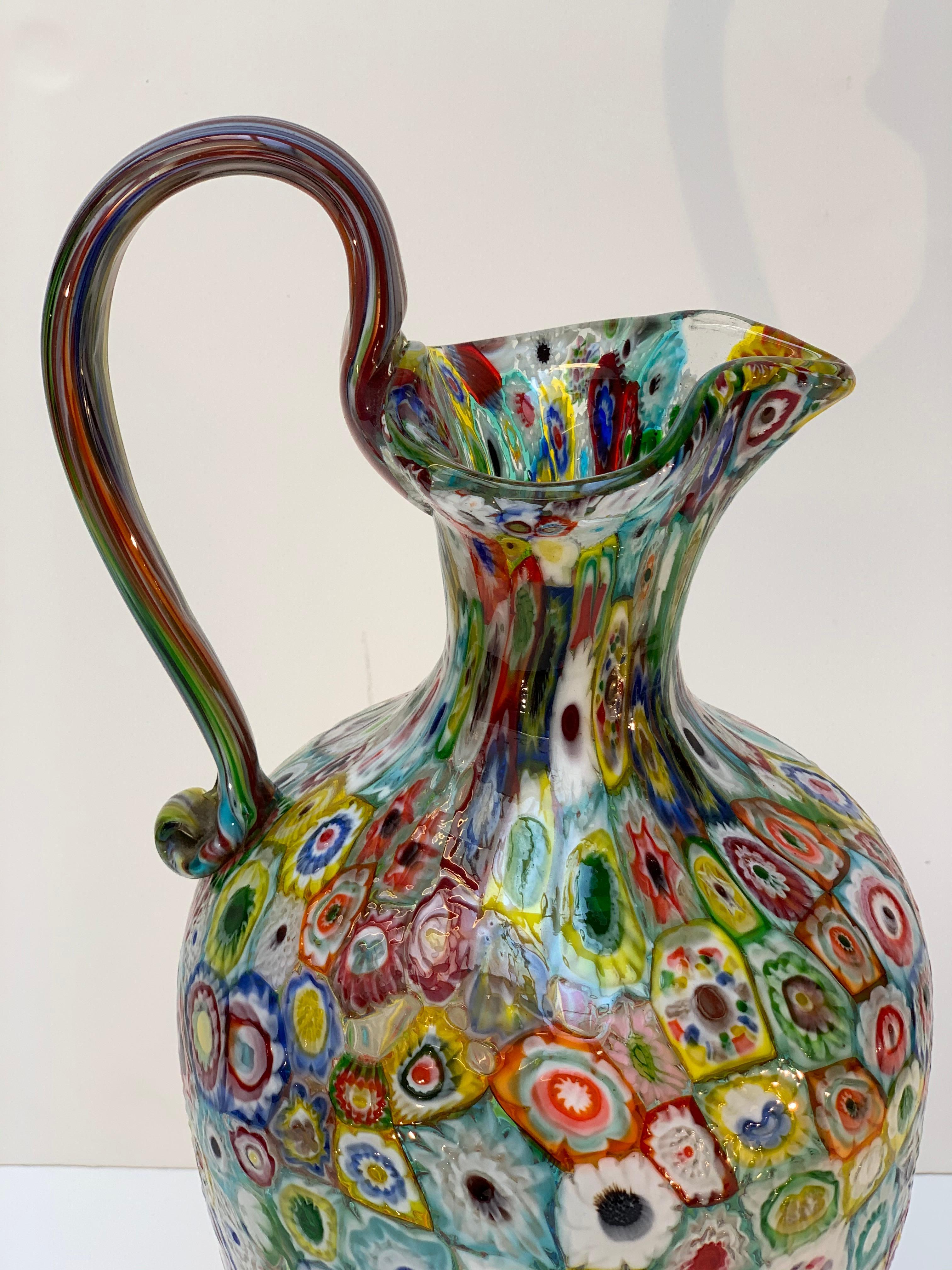 Fratelli Toso Murano Venedig Italien Jugendstil geblasenes Glas Millefiori Vase im Zustand „Gut“ in Firenze, Toscana