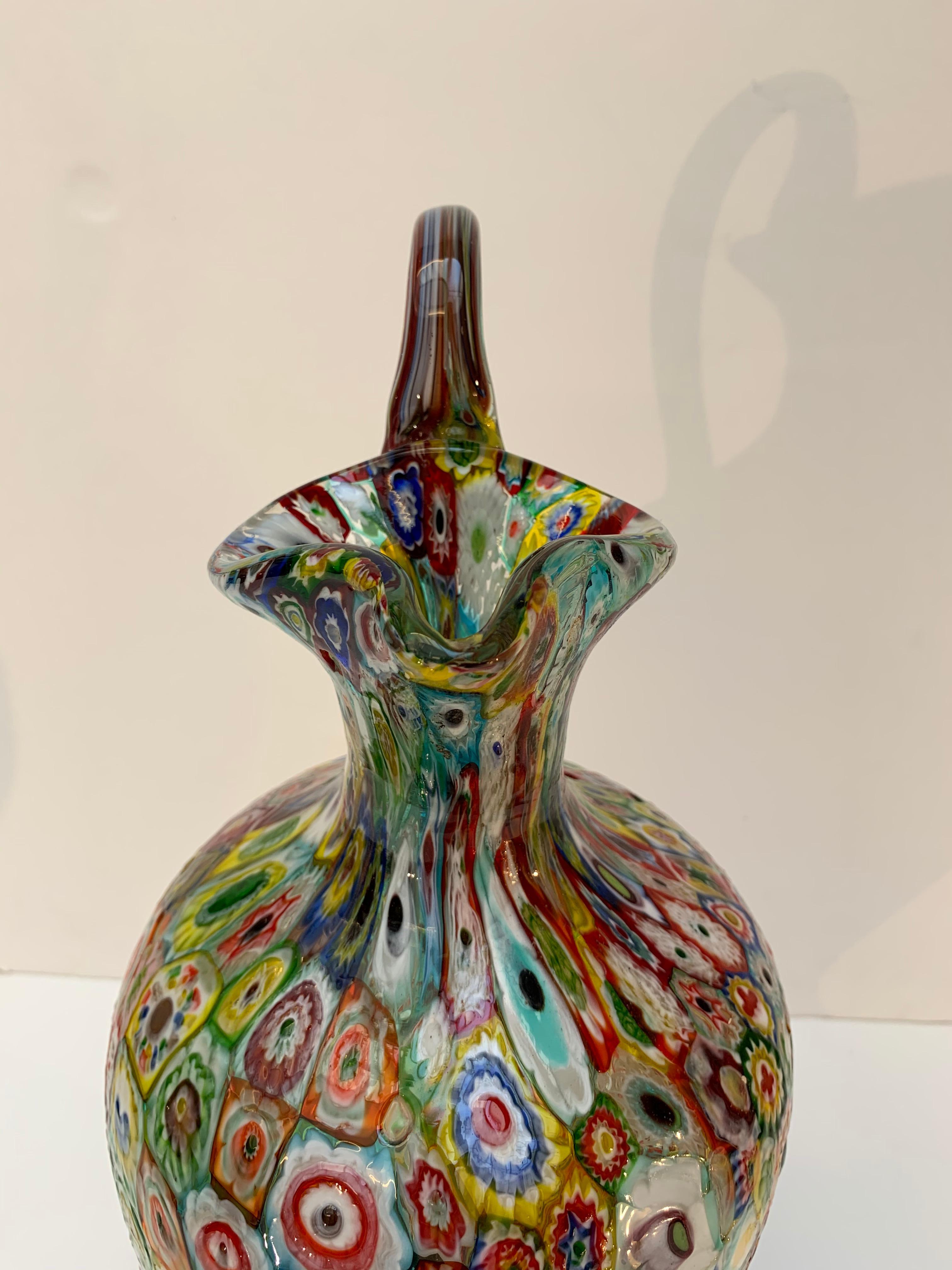 Fratelli Toso Murano Venice Italy Art Nouveau Blown Glass Millefiori Vase 2