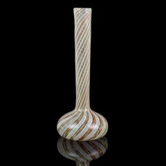 Vase à fleurs Soliflores en verre d'art italien à aventurine blanche de Murano Fratelli Toso