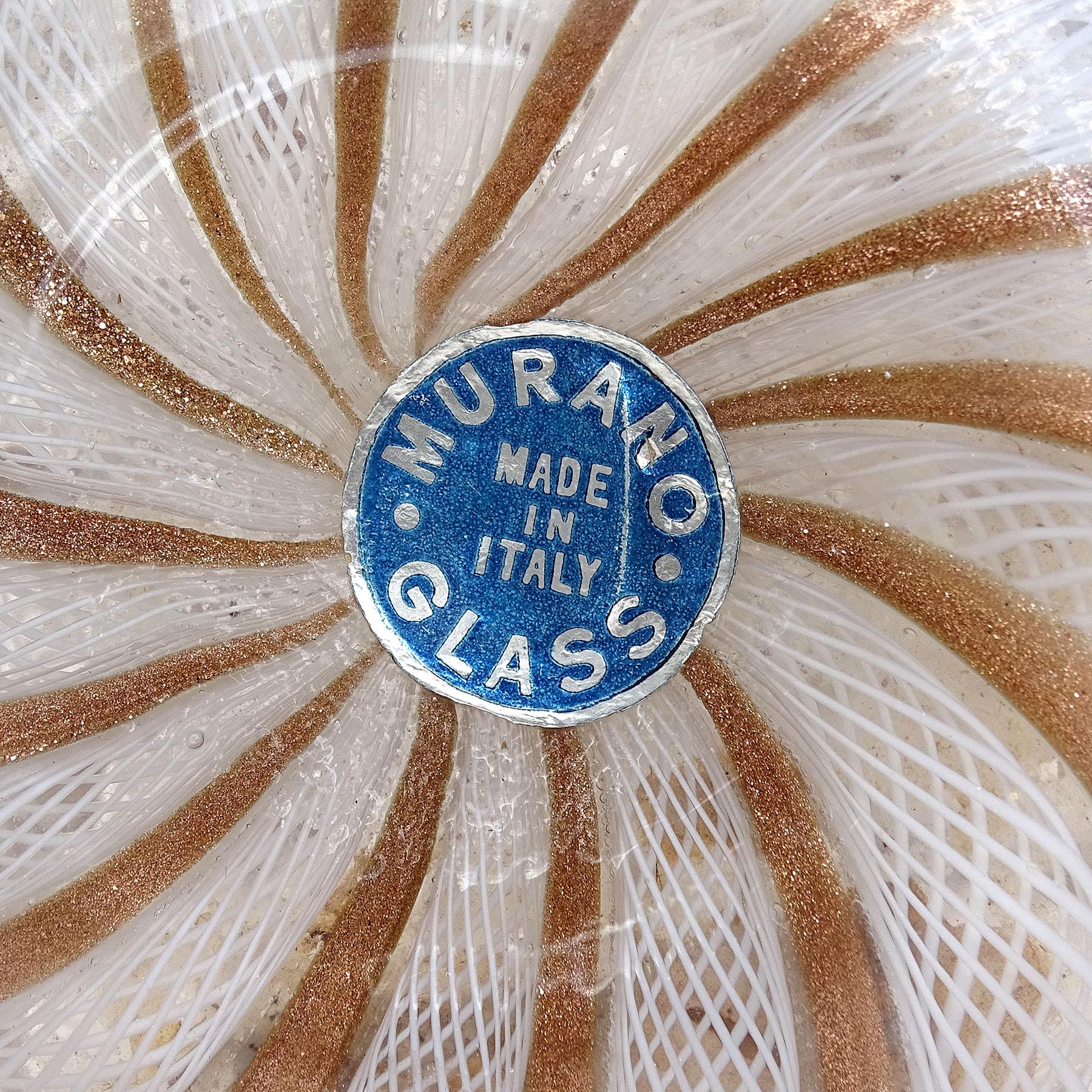 Verre Vase à fleurs Soliflores en verre d'art italien à aventurine blanche de Murano Fratelli Toso en vente