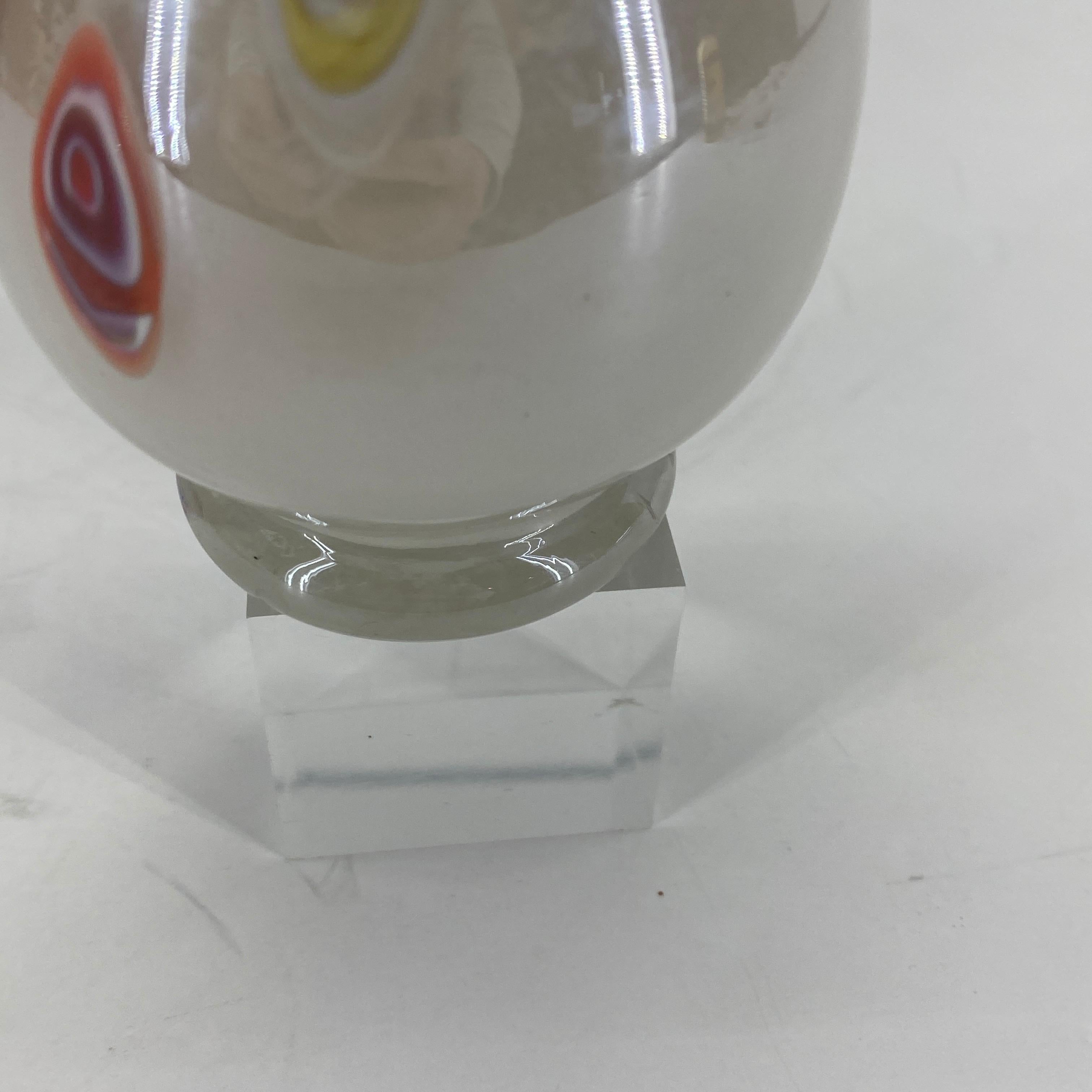 Fratelli Toso Murano White Opalescent Italian Art Glass Vase 9