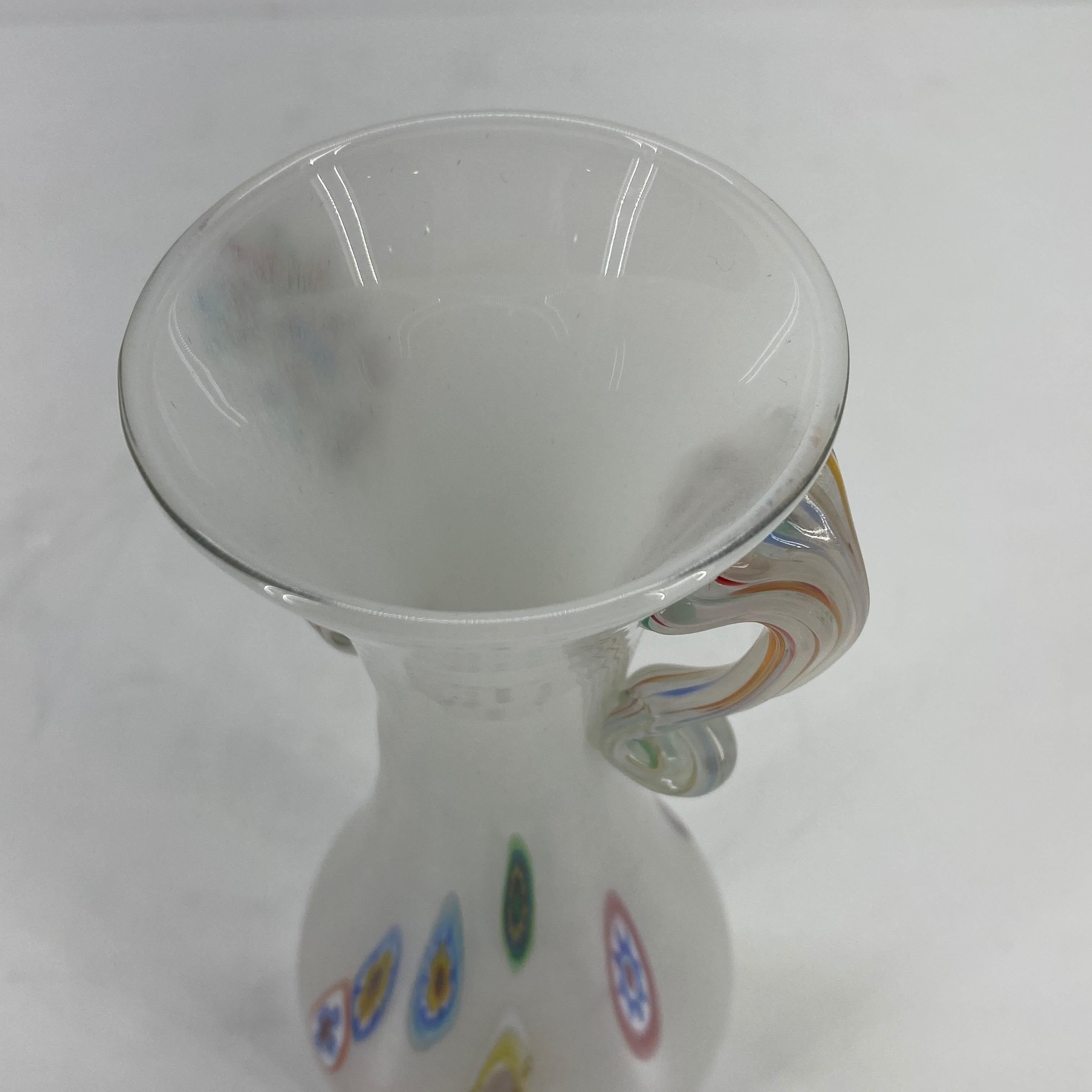 Fratelli Toso Murano White Opalescent Italian Art Glass Vase 11