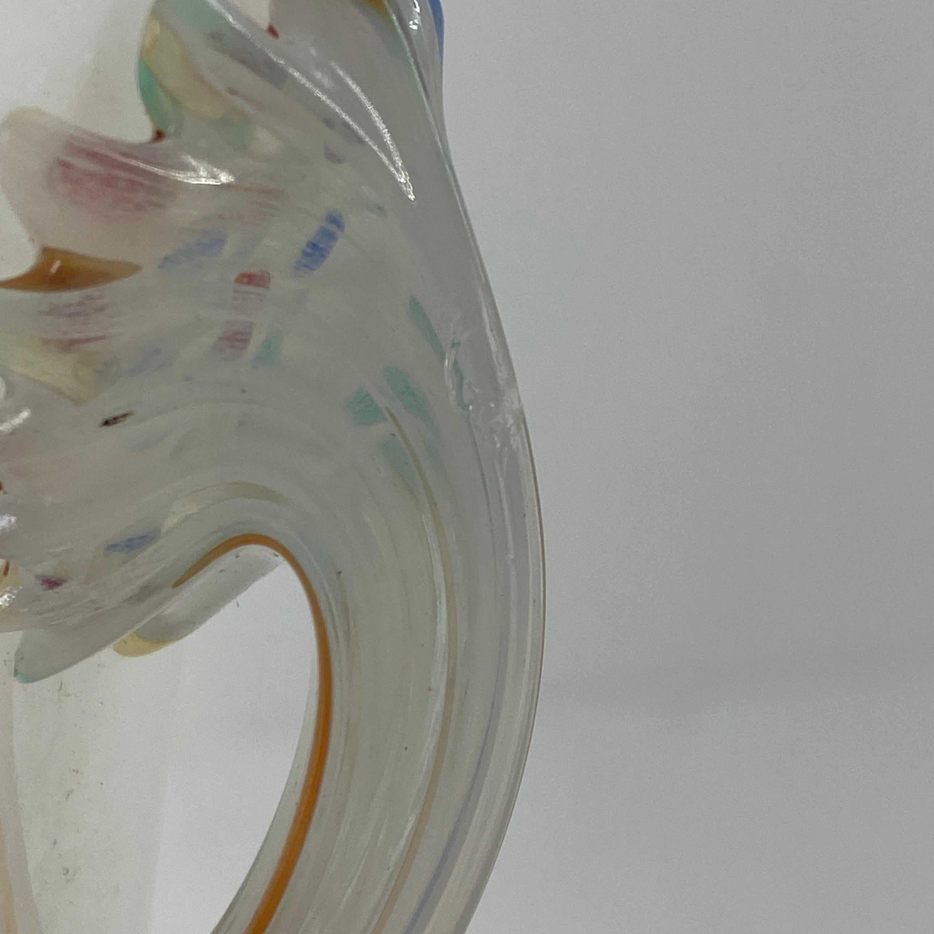 Fratelli Toso Murano White Opalescent Italian Art Glass Vase 13