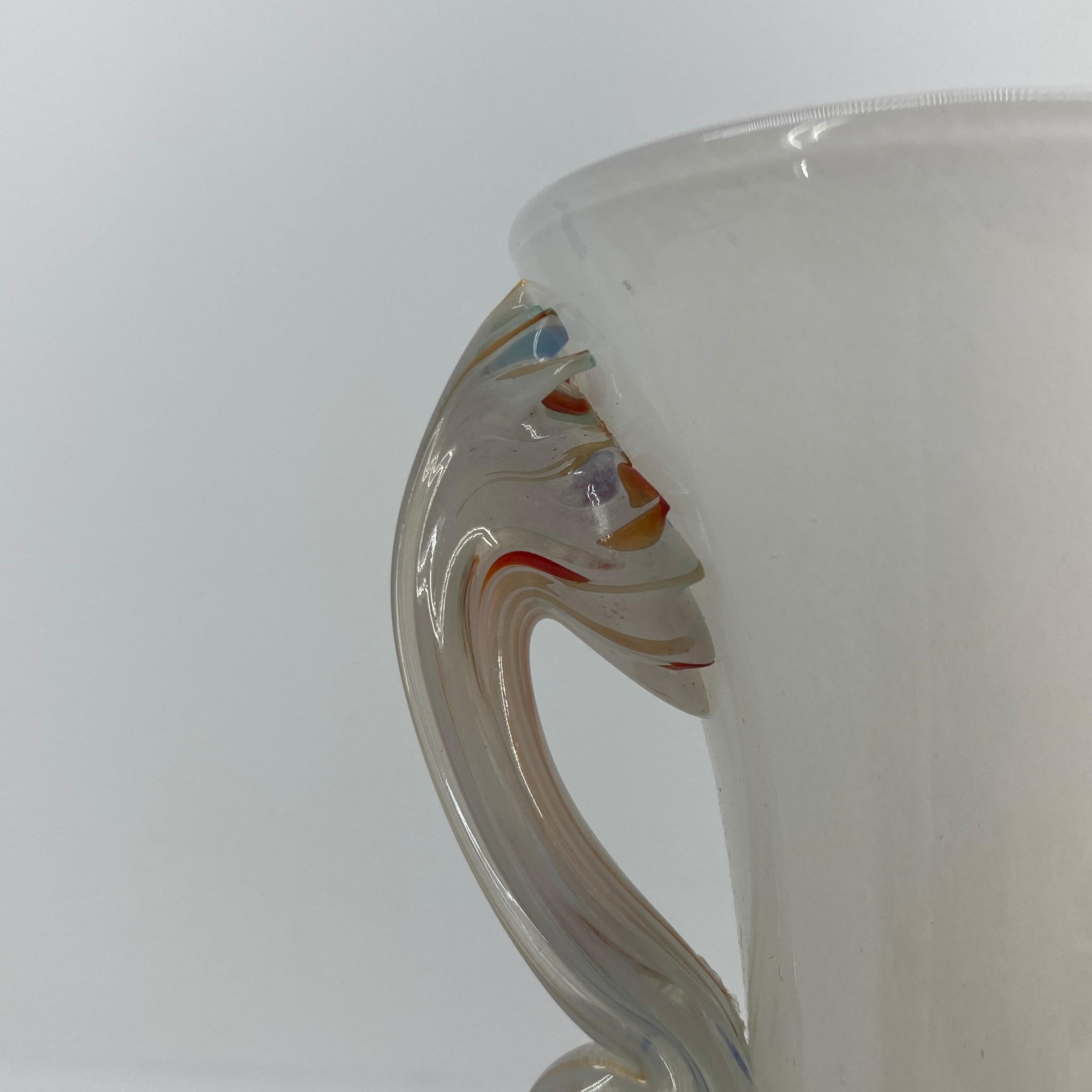 Fratelli Toso Murano White Opalescent Italian Art Glass Vase 4