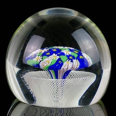 Fratelli Toso Murano Wild Flowers Ribbon Basket Italian Art Glass Paperweight