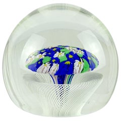 Fratelli Toso Murano Wild Flowers Ribbon Basket Italian Art Glass Paperweight