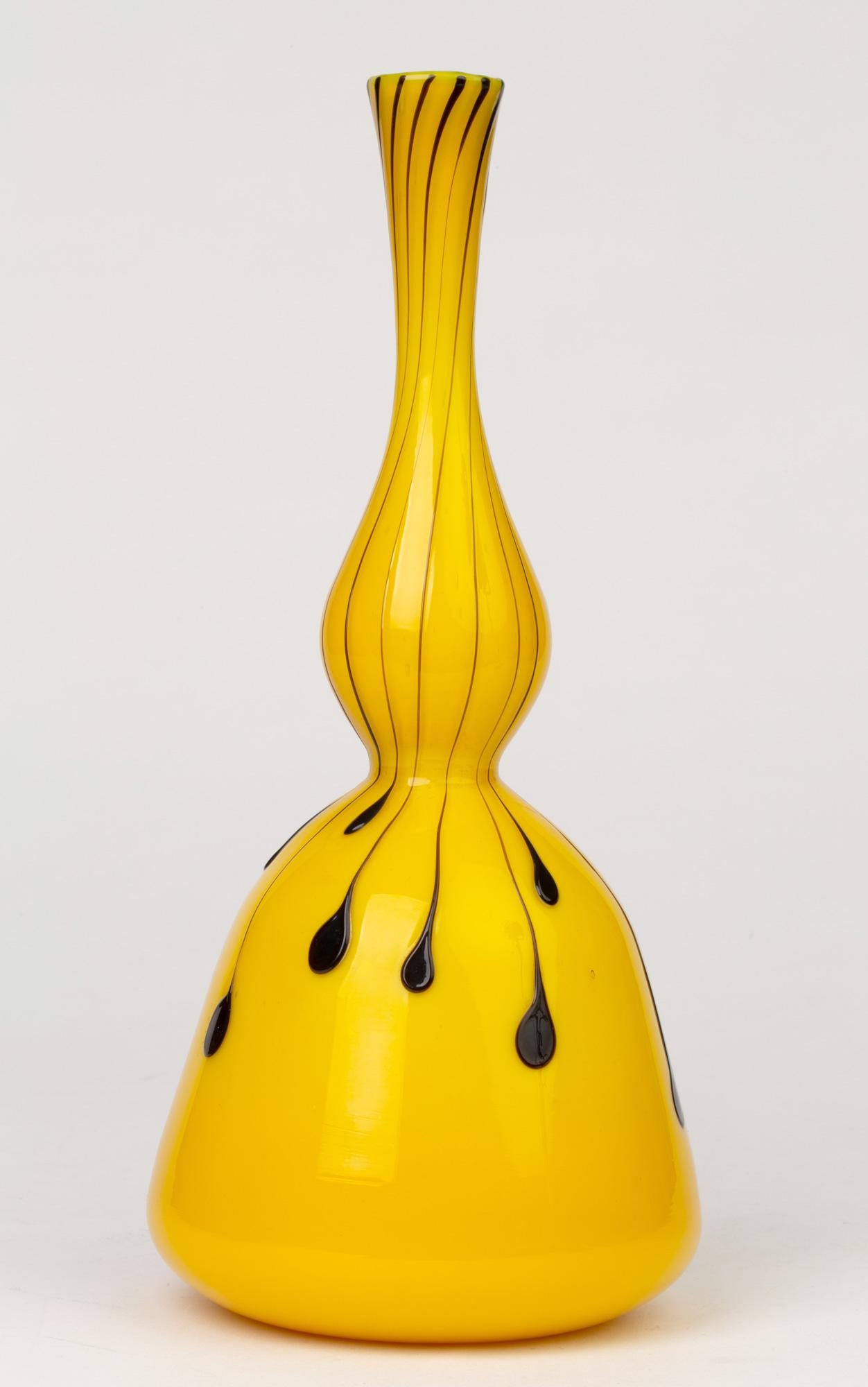 Fratelli Toso Murano Yellow Art Glass Mallet Shaped Vase For Sale 2