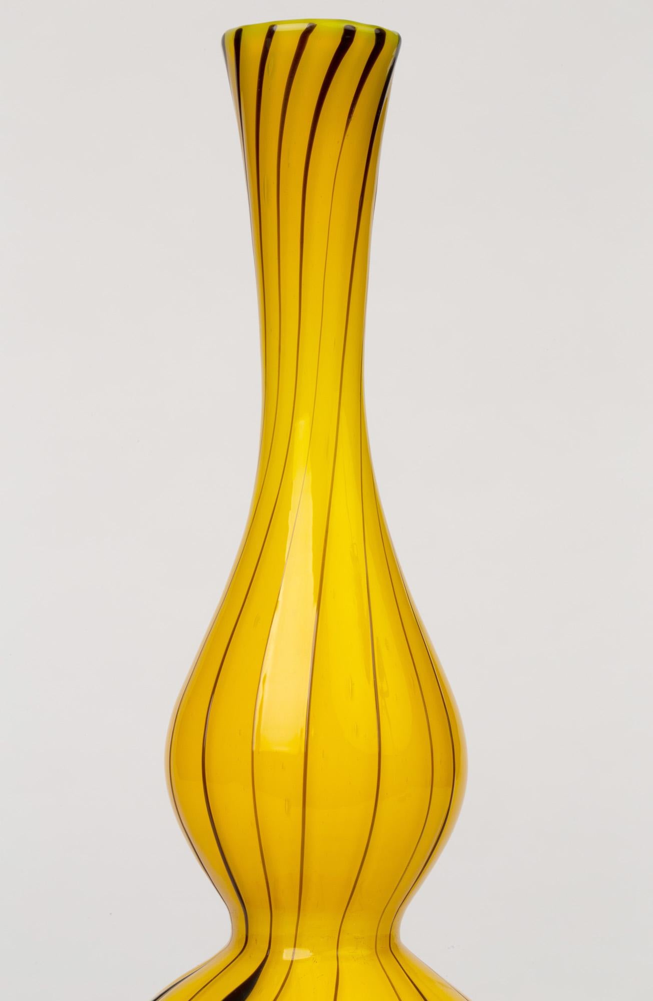 Fratelli Toso Murano Yellow Art Glass Mallet Shaped Vase For Sale 3
