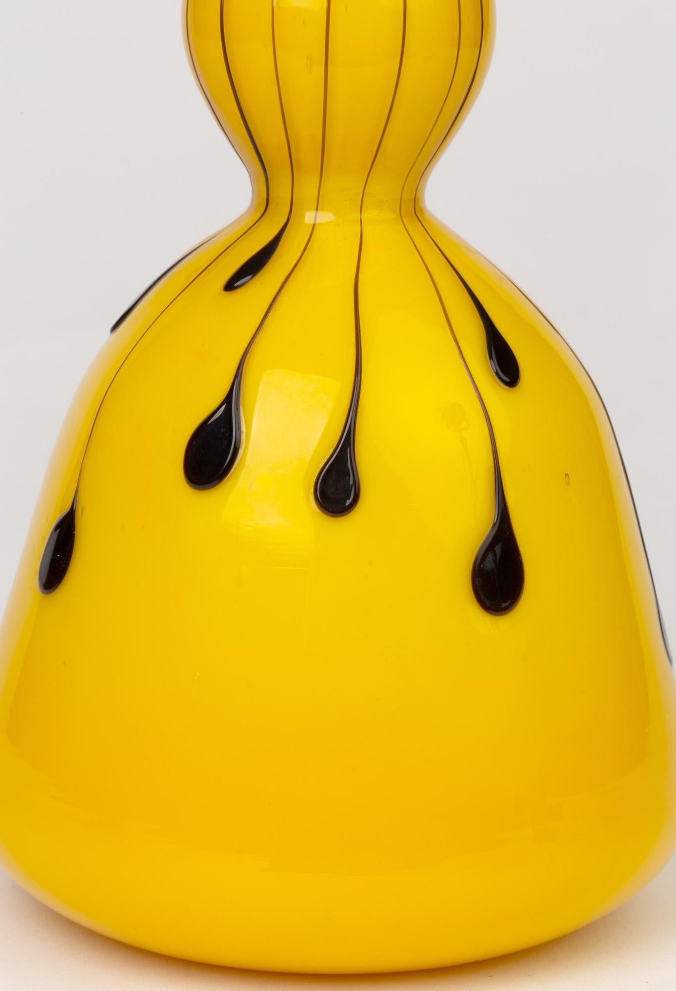 Fratelli Toso Murano Yellow Art Glass Mallet Shaped Vase For Sale 4