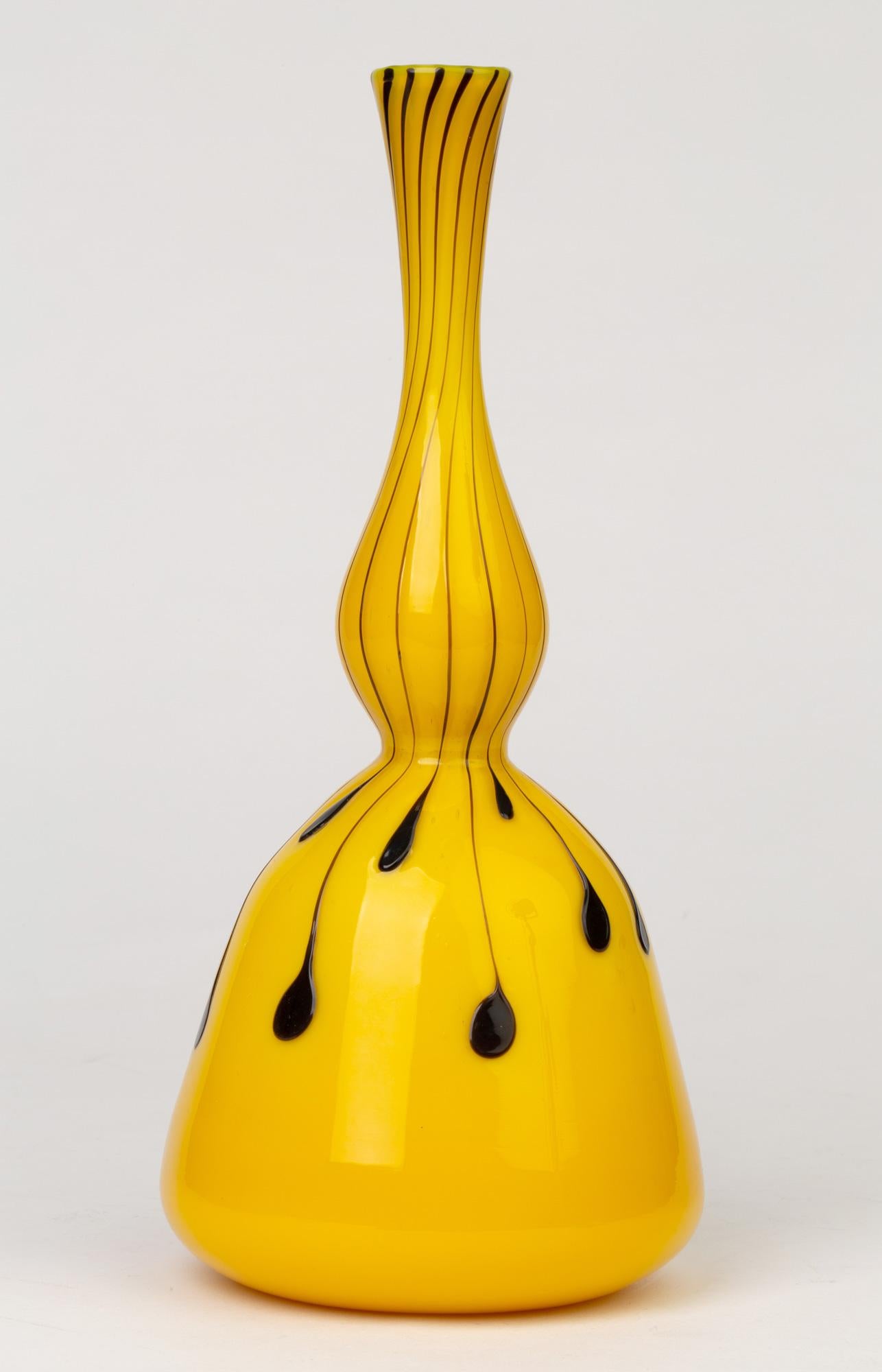 Mid-20th Century Fratelli Toso Murano Yellow Art Glass Mallet Shaped Vase For Sale