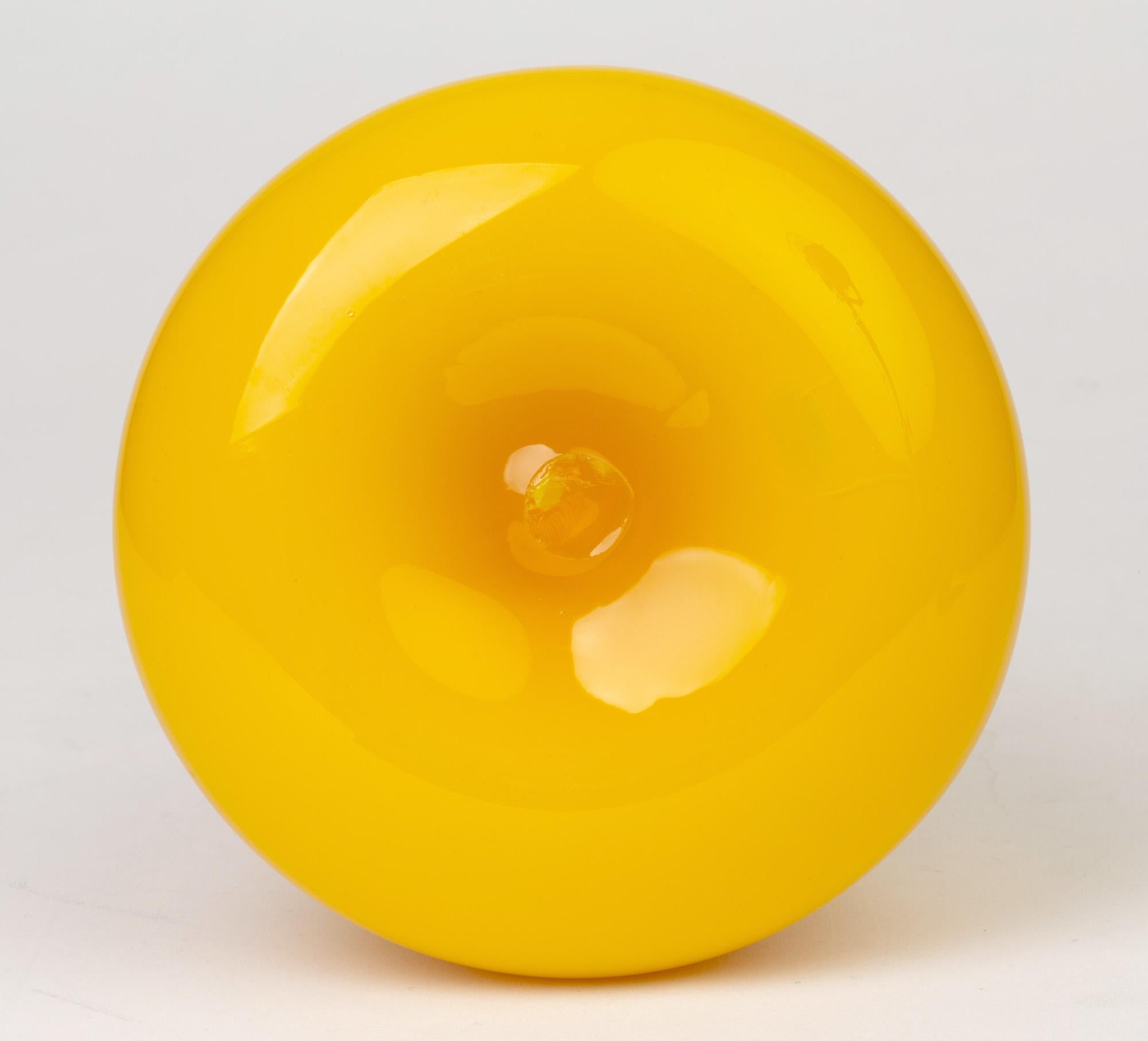 Blown Glass Fratelli Toso Murano Yellow Art Glass Mallet Shaped Vase For Sale