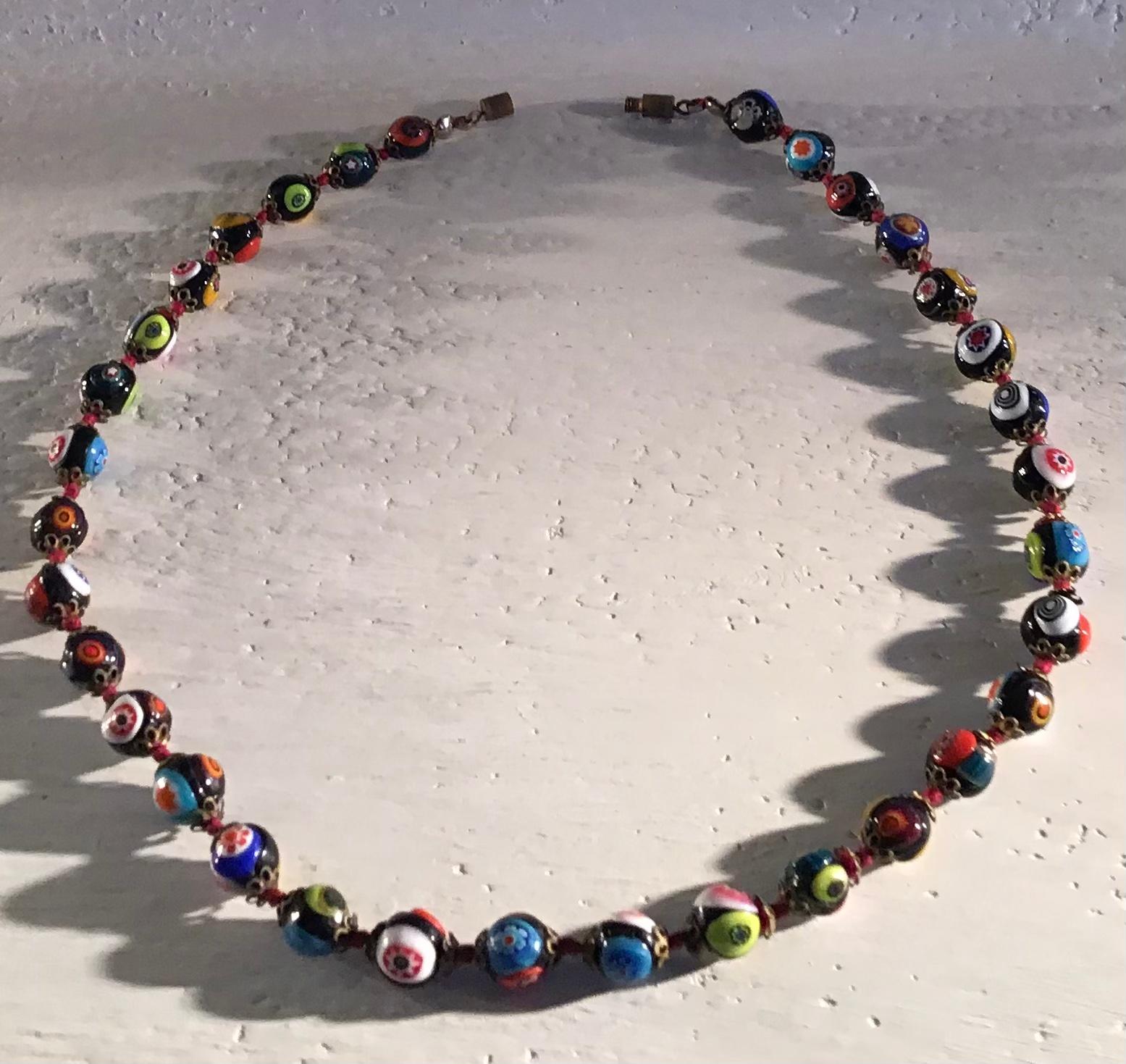 Fratelli Toso “ Murrine”  “ Choker /Necklace “ Murano Glass Silver Metal 1958 I For Sale 4